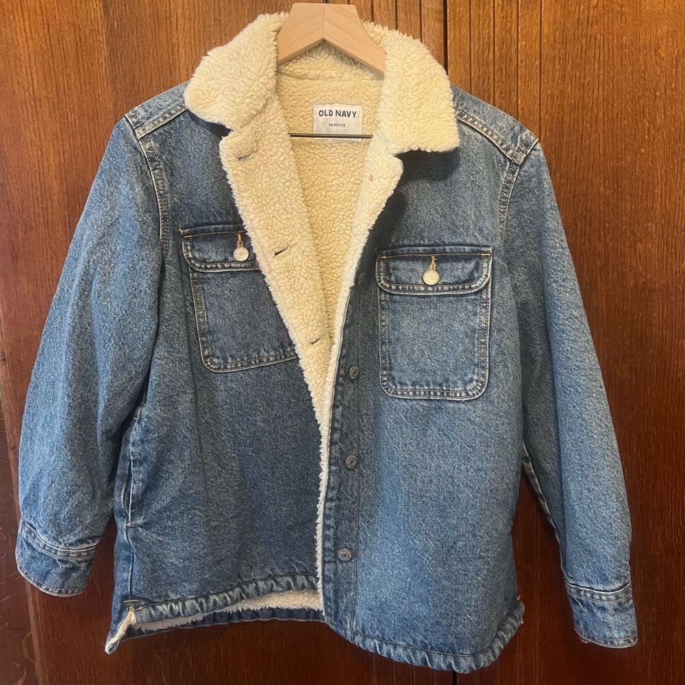 Old Navy Denim Sherpa Lined Oversized
Barn Coat Shacket NWT